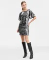 Hugo Boss Women's Lame Ruched Mini Dress In Gray