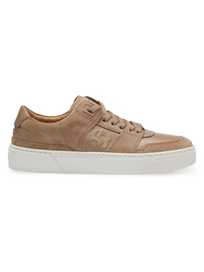 Hugo Boss Women's Leather Lace-up Trainer Sneakers With Suede Trims In Beige