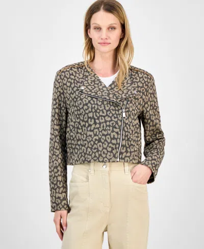 HUGO BOSS WOMEN'S LEOPARD-PRINT CROP JACKET