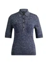 Hugo Boss Linen-blend Sweater With Polo Collar In Patterned