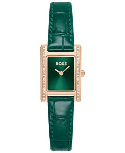 Hugo Boss Women's Lucy Precious Quartz Basic Mini Green Leather Watch, 18.50mm