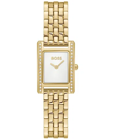 HUGO BOSS WOMEN'S LUCY PRECIOUS QUARTZ BASIC MINI IONIC PLATED THIN GOLD STEEL WATCH, 18.50MM
