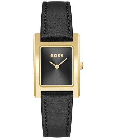 Hugo Boss Leather-strap Watch With Brushed Black Dial Women's Watches In Assorted-pre-pack