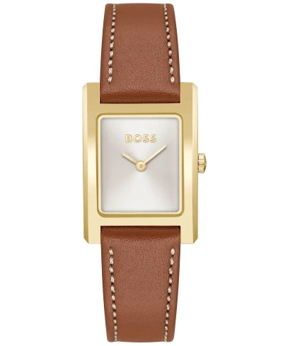 Hugo Boss Leather-strap Watch With Brushed Silver-white Dial Women's Watches In Assorted-pre-pack