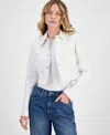 Hugo Boss Women's Metallic-accent Textured Cropped Jacket In Open