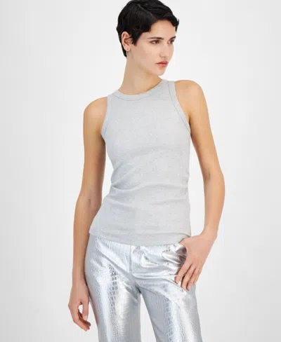 HUGO BOSS WOMEN'S METALLIC RIBBED ROUND-NECK TANK TOP