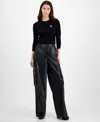 Hugo Boss Women's Mid-rise Faux-leather Cargo Pants In Black