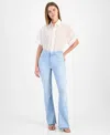 Hugo Boss Women's Mid-rise Slit-flare-leg Jeans In Bright Blue