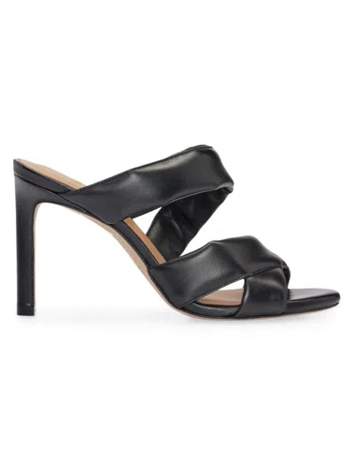 Hugo Boss Open-toe Mules In Nappa Leather With Padded Straps In Black