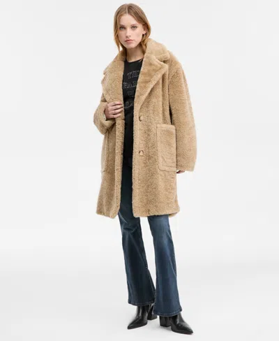 HUGO BOSS WOMEN'S OVERSIZED TEDDY FAUX-FUR COAT