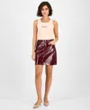Hugo Boss Women's Patent Faux-leather Mini Skirt In Burgundy