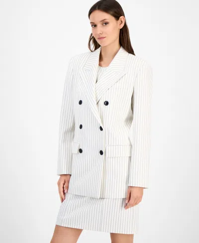 Hugo Boss Women's Pinstriped Oversized Blazer In White