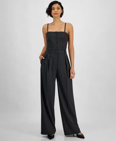 Hugo Boss Women's Pinstriped Pleated Wide-leg Trousers In Open Misc