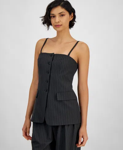 Hugo Boss Women's Pinstriped Suiting Square-neck Tank Top In Open Misc