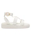 Hugo Boss Women's Platform Leather Sandals With Branded Buckle Closure In Natural