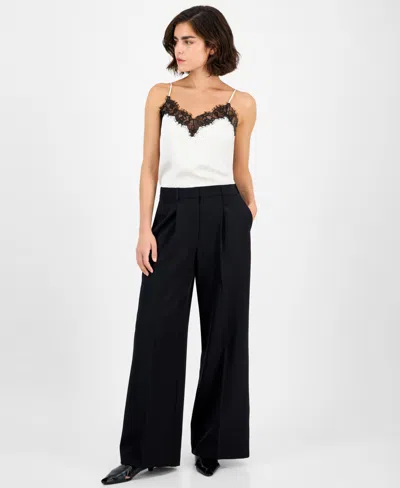 Hugo Boss Women's Pleated Wide-leg Pants In Black