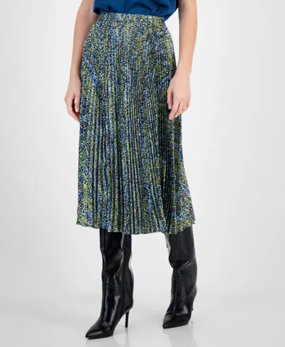 Hugo Boss Printed Pliss Skirt In Crepe Georgette In Patterned