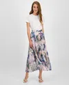 Hugo Boss Boss Orange Vlissole Pleated Midi Skirt In Multi