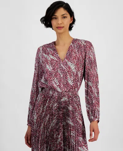 Hugo Boss Women's Printed V-neck Long-sleeve Blouse In Jazzy Print