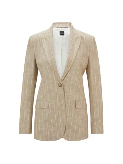 Hugo Boss Regular-fit Jacket In Pinstripe Material With Signature Lining In Patterned