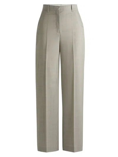 Hugo Boss Regular-fit Trousers In Virgin Wool In Light Beige