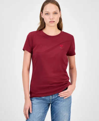 Hugo Boss Women's Rhinestone Logo T-shirt In Red