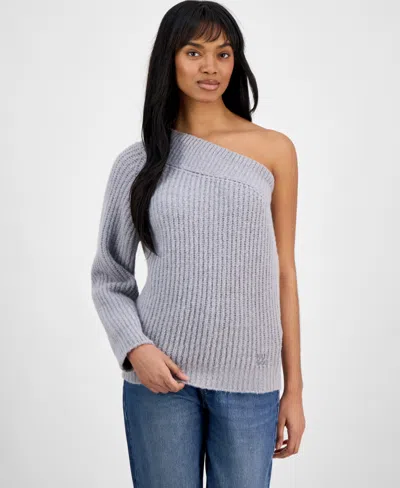 HUGO BOSS WOMEN'S RIBBED ONE-SHOULDER LONG-SLEEVE SWEATER
