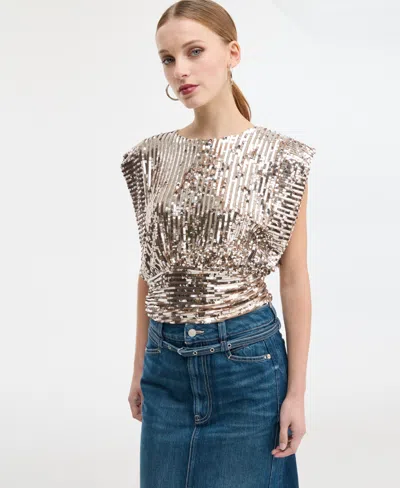 HUGO BOSS WOMEN'S SEQUIN EXTENDED-SHOULDER TOP