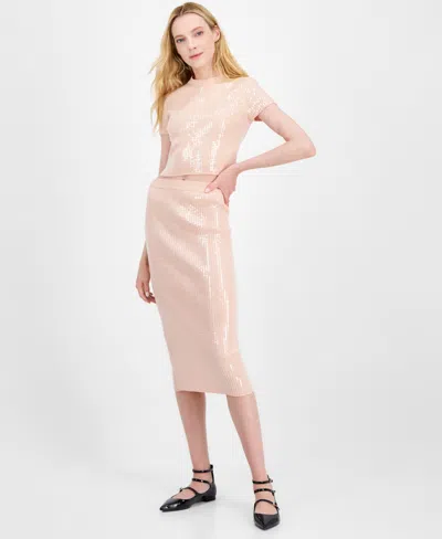 Hugo Boss Women's Sequin Midi Skirt In Rustcopper