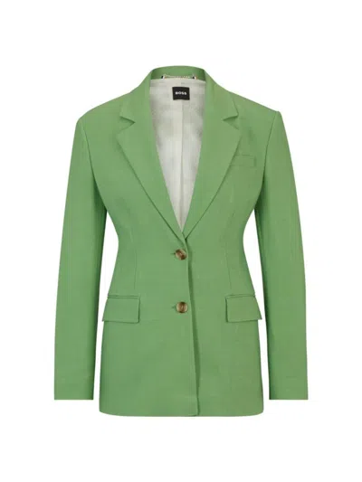 Hugo Boss Single-breasted Jacket In Stretch Fabric In Light Green