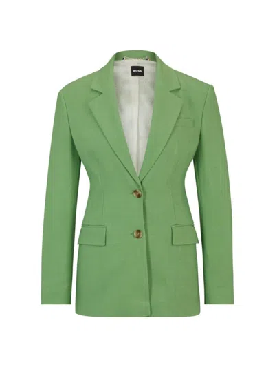 Hugo Boss Single-breasted Jacket In Stretch Fabric In Green