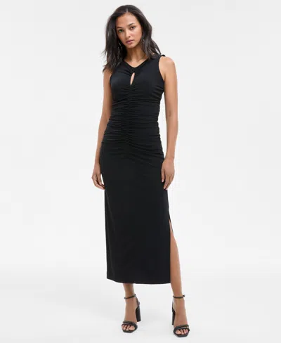 Hugo Boss Women's Sleeveless Ruched Keyhole Dress In Black