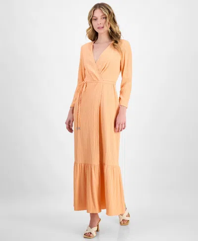 Hugo Boss Women's Smocked Surplice Tiered Maxi Dress In Brghtorang
