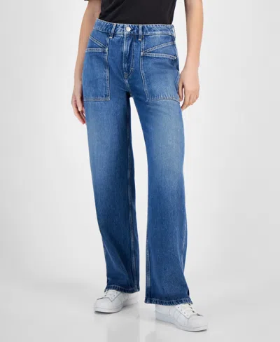 Hugo Boss Women's Soft Stretch Denim Wide-leg Pants In Blue