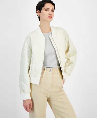 Hugo Boss Women's Solid-color Quilted Bomber Jacket In Open White