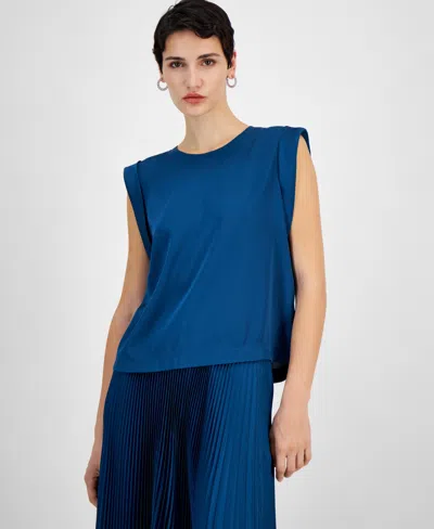 Hugo Boss Women's Solid-color Sleeveless Blouse In Deep Sea