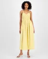 Hugo Boss Women's Sweetheart-neck Sleeveless Cotton Midi Dress In Juicy Yellow