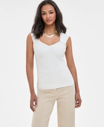 Hugo Boss Women's Sweetheart-neck Sleeveless Rib Top In Soft Cream