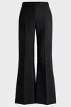 Hugo Boss Regular-fit Flared Trousers In Wool-blend Twill In Black