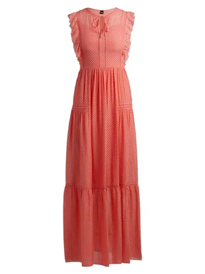 Hugo Boss Tie-neckline Sleeveless Dress With Frill Trims In Pink