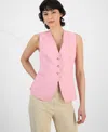 Hugo Boss Women's V-neck Sleeveless Button-front Vest In Flamingo Pink