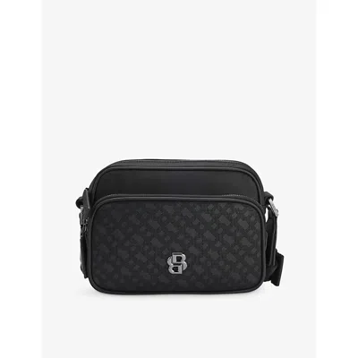 Hugo Boss Womens Black Monogram-pattern Woven Cross Body Bag