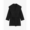 Hugo Boss Womens Black Relaxed-fit Belted-waist Wool-blend Coat In Black