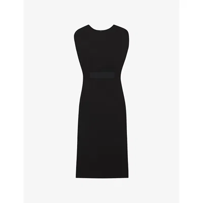 Hugo Boss Womens Black Short-sleeve Waist-panel Stretch-jersey Midi Dress
