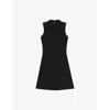 Hugo Boss Womens Black Sleeveless Pleat-skirt Jersey Mini Dress In Black