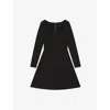 Hugo Boss Womens Black Square-neck Long-sleeved Stretch-jersey Mini Dress In Black