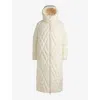 Hugo Boss Longline Quilted Jacket With Down-and-feather Filling In Open White