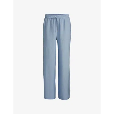 Hugo Boss Womens Boss Elasticated-waist Wide-leg Woven Trousers In Light/pastel Blue
