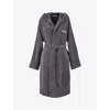 Hugo Boss Womens Graphite Logo-embroidered Cotton-terry Kimono Dressing Gown In Graphite