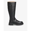 Hugo Boss Womens Black Padded Double-b Monogram Knee-high Leather Boots In Black